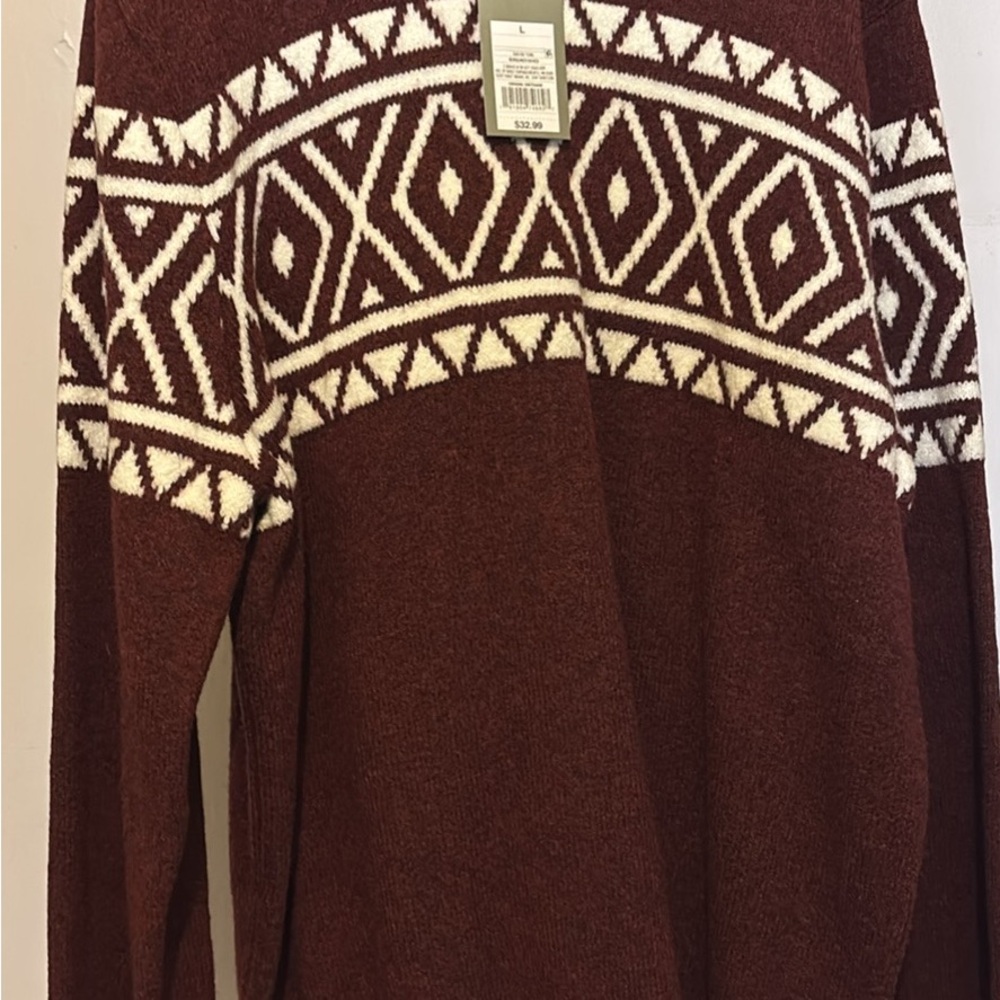 Goodfellow & Co Maroon and White Geometric Sweater